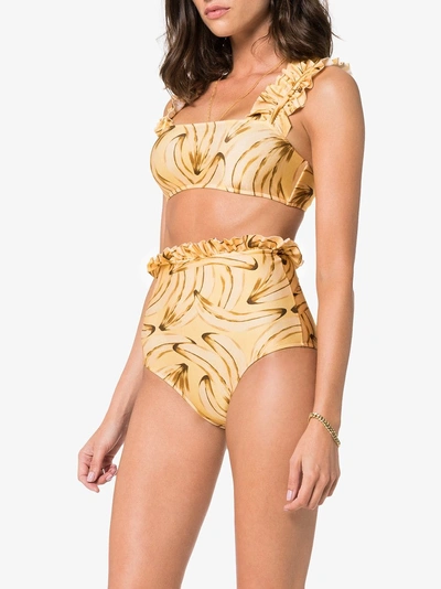 Shop Adriana Degreas Muse Print Bikini In Yellow/orange