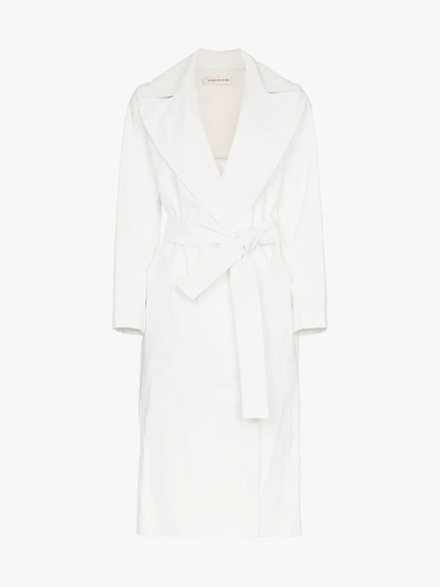 Shop A_plan_application Belted Cotton Blend Trench Coat In White