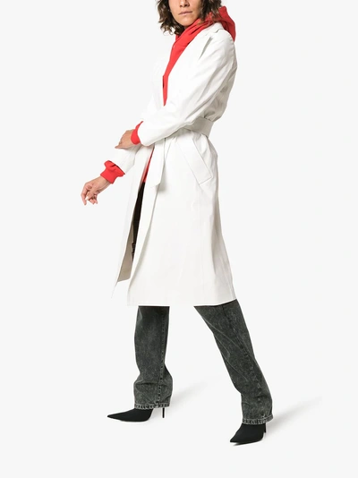 Shop A_plan_application Belted Cotton Blend Trench Coat In White