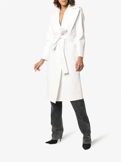 Shop A_plan_application Belted Cotton Blend Trench Coat In White