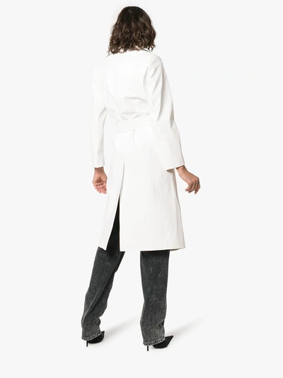 Shop A_plan_application Belted Cotton Blend Trench Coat In White