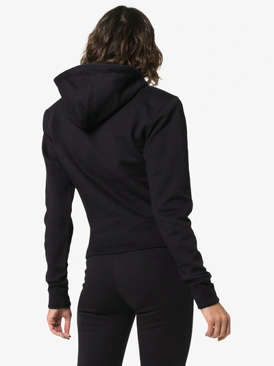 Shop A_plan_application Cropped Fitted Cotton Hoodie In Blue