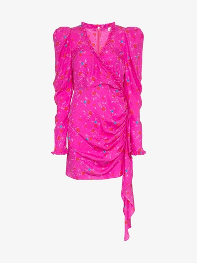 Shop Magda Butrym Carlton Floral Silk Mini Dress In Pink/purple