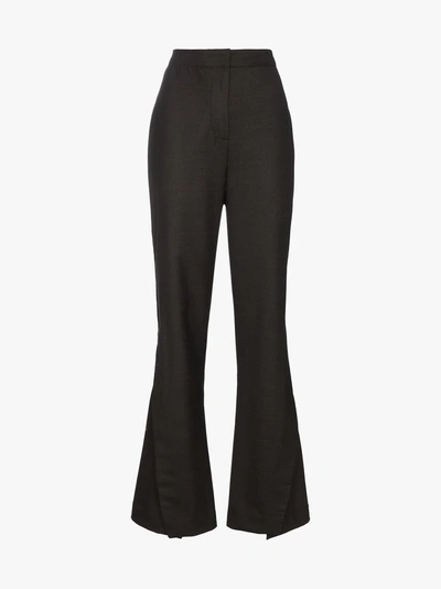 Shop Wright Le Chapelain High Waist Buttoned Wool Trousers In Brown