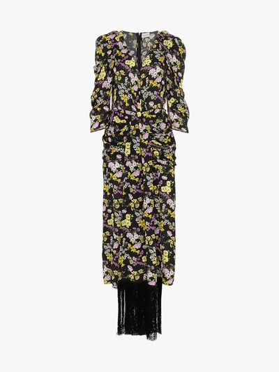 Shop Magda Butrym Silk Downey Floral Print Dress In Black