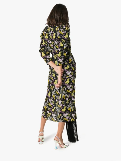 Shop Magda Butrym Silk Downey Floral Print Dress In Black