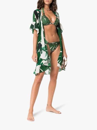 Shop Adriana Degreas Geometric Foliage Long Triangle Bikini In Green