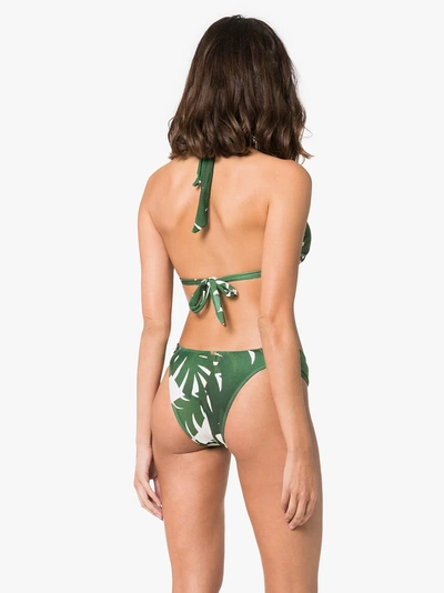 Shop Adriana Degreas Geometric Foliage Long Triangle Bikini In Green