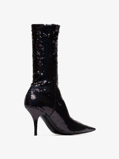 Shop Balenciaga Knife 80 Sequined Sock Boots In Black