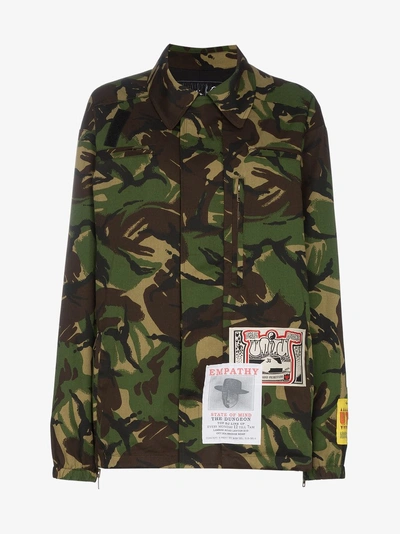 Shop Martine Rose Camouflage Print Jacket With Embroidered Patches In Green