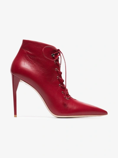 Shop Miu Miu Lace-up Ankle Boots In Red