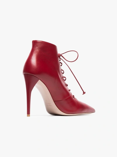 Shop Miu Miu Lace-up Ankle Boots In Red