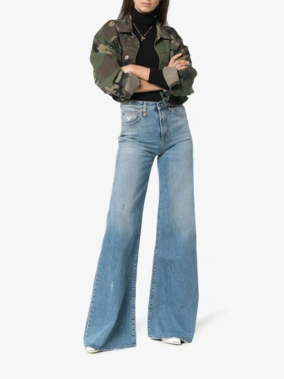 Shop R13 Holly Wide Leg Jeans In Blue
