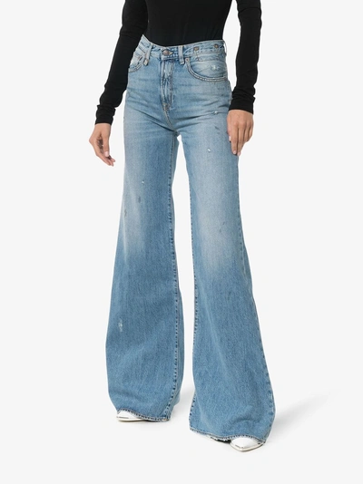 Shop R13 Holly Wide Leg Jeans In Blue