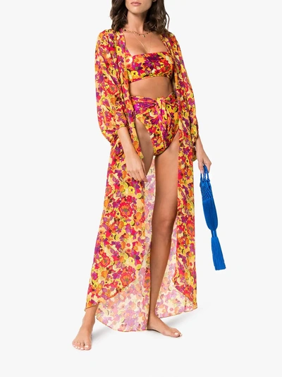 Shop Adriana Degreas Flower And Fruit Printed Belted Robe In Multicolour