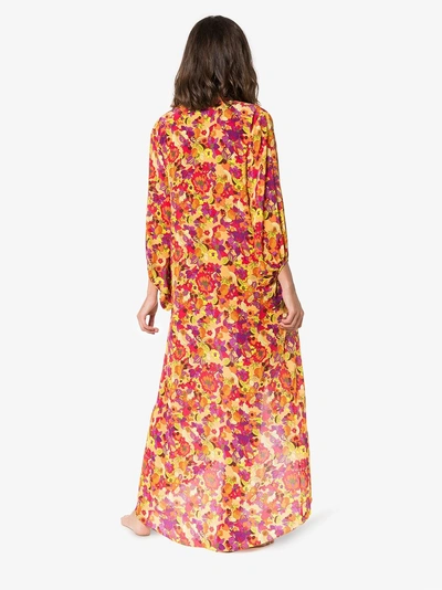 Shop Adriana Degreas Flower And Fruit Printed Belted Robe In Multicolour