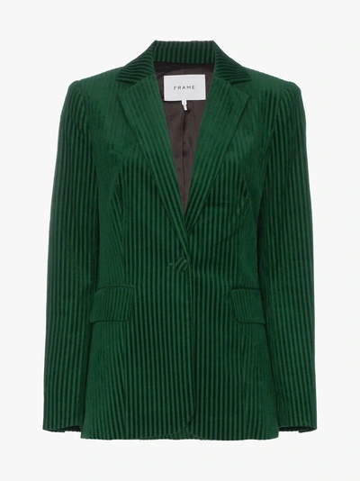 Shop Frame Fitted Corduroy Cotton-blend Jacket In Green