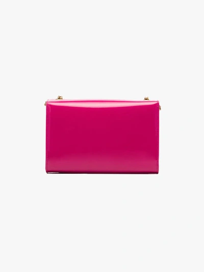 Shop Saint Laurent Pink Patent Leather Kate Monogram Cross Body Bag In Pink/purple