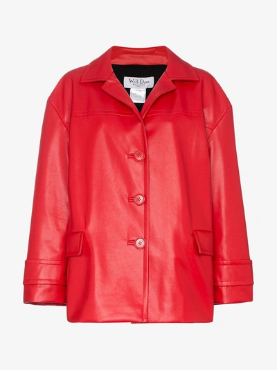 Shop We11 Done We11done Oversized Faux Leather Jacket In Red