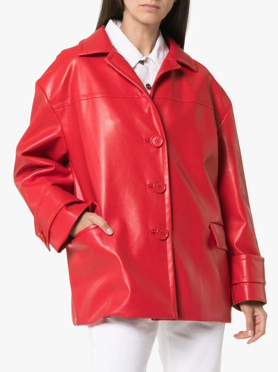 Shop We11 Done We11done Oversized Faux Leather Jacket In Red