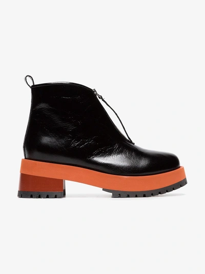 Shop Marni Black 65 Zip Leather Ankle Boots