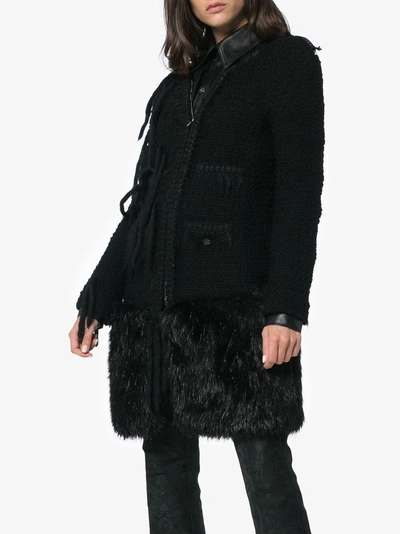 Shop Tiger In The Rain Faux Fur Trimmed Reworked Vintage Chanel Coat In Black