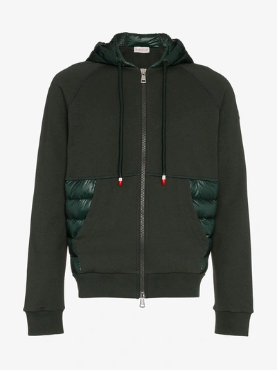 Shop Moncler Padded Panel Hoodie In Green
