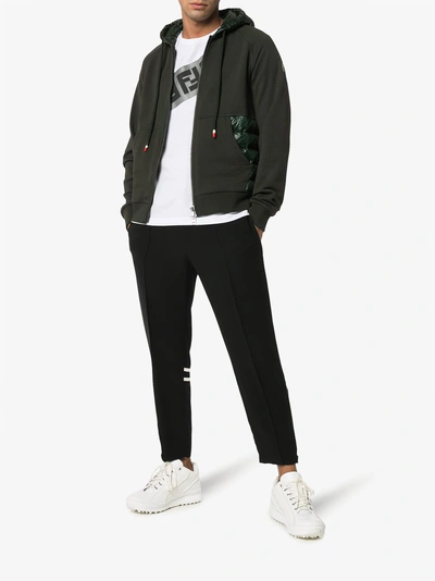 Shop Moncler Padded Panel Hoodie In Green