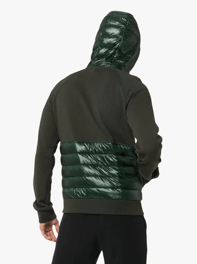 Shop Moncler Padded Panel Hoodie In Green