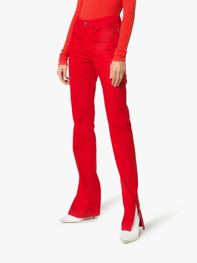 Shop Simon Miller Long Slim-fit Jeans In Red