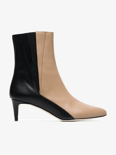 Shop Atp Atelier Beige And Black Nila 55 Leather Boots In Nude/neutrals