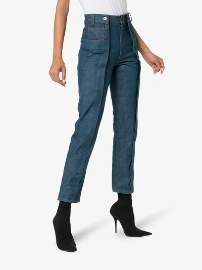 Shop Delada High-waisted Straight Leg Jeans In Blue