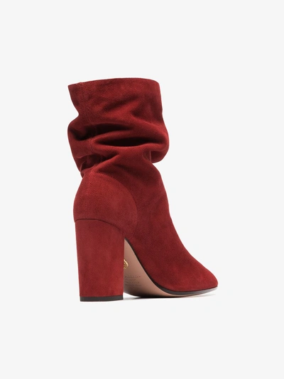 Shop Aquazzura Boogie 85 Suede Ankle Boots In Red