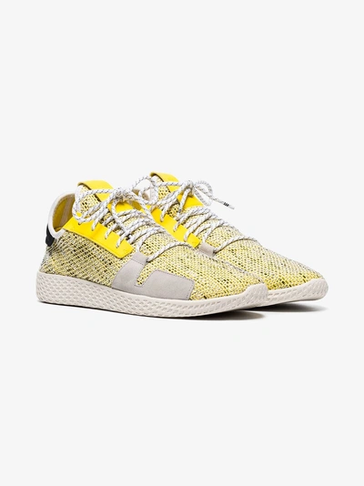 Shop Adidas Originals Adidas By Pharrell Williams Yellow, White And Grey X Pharrell Williams Solarhu V2 Tennis Sneakers In Nude/neutrals