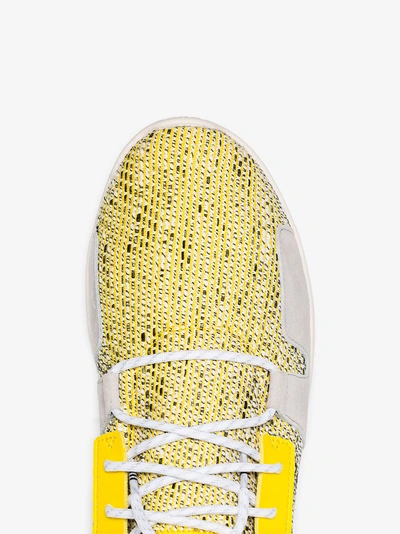 Shop Adidas Originals Adidas By Pharrell Williams Yellow, White And Grey X Pharrell Williams Solarhu V2 Tennis Sneakers In Nude/neutrals