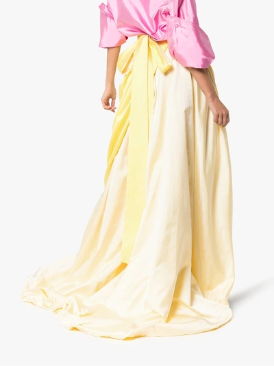 Shop Rosie Assoulin Tie Waist Long Silk Skirt In Yellow/orange