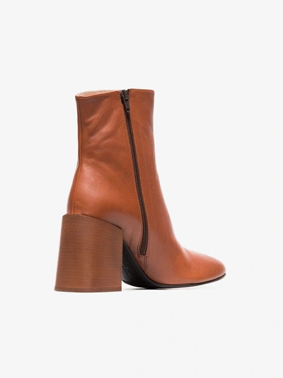 Shop Acne Studios Saul 80 Leather Logo Ankle Boots In Brown