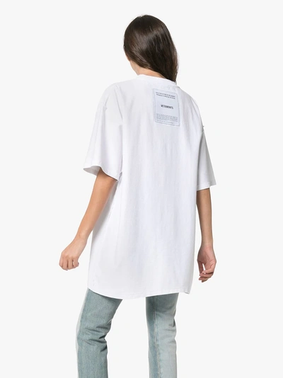 Shop Vetements Oversized Logo Print Cotton T Shirt In White