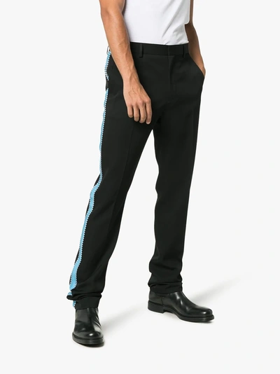 Shop Calvin Klein 205w39nyc Wide Leg Side Stripe Trousers In Black