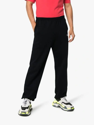 Shop Balenciaga Political Cotton Sweatpants In Black