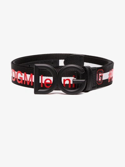 Shop Dolce & Gabbana Black And Red #dg Millennials Logo Buckle Belt