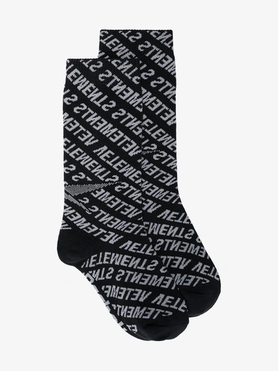 Shop Vetements White And Black Monogram Cotton Socks