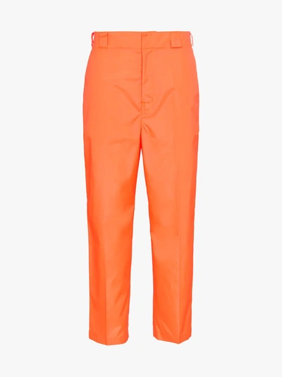 Shop Prada Fluorescent Cropped Trousers In Yellow/orange