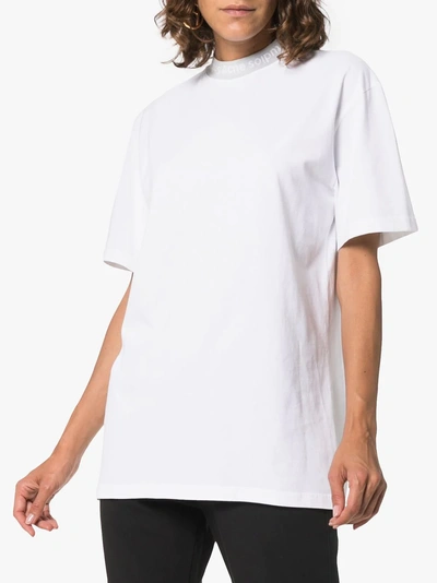 Shop Acne Studios Logo Collar T-shirt In White