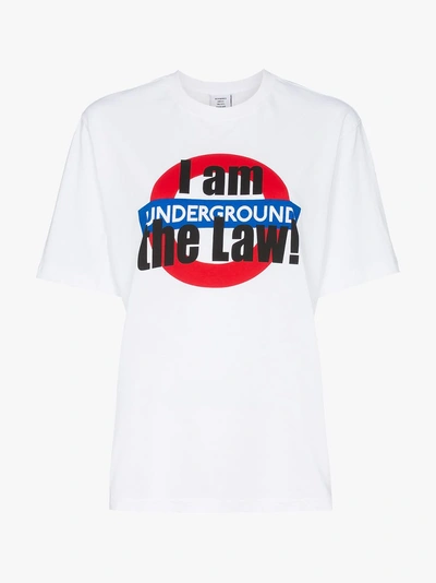 Shop Vetements London Underground Print Cotton T-shirt In White