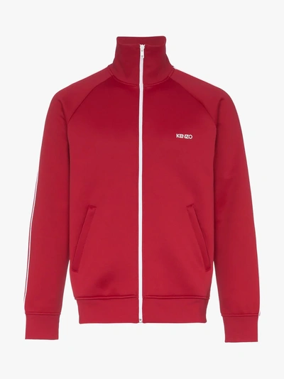 Shop Kenzo Logo Printed Cotton-blend Track Jacket In Red