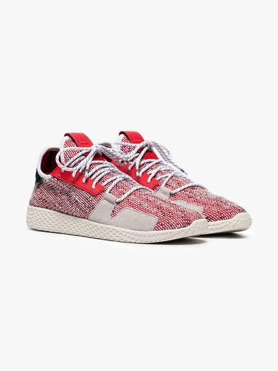 Shop Adidas Originals Adidas By Pharrell Williams Red, Grey And White X Pharrell Williams Solarhu V2 Tennis Sneakers