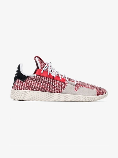 Shop Adidas Originals Adidas By Pharrell Williams Red, Grey And White X Pharrell Williams Solarhu V2 Tennis Sneakers