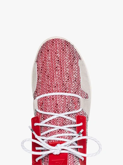 Shop Adidas Originals Adidas By Pharrell Williams Red, Grey And White X Pharrell Williams Solarhu V2 Tennis Sneakers
