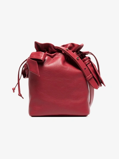 Shop Simone Rocha Red Bow Appliqué Leather Bucket Bag